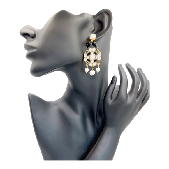 kate spade Jewelry - Kate Spade New York jeweled tile Statement drop earrings MOROCCAN black white